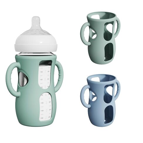 2 Pack Silicone Sleeves with Easy-Grip Handle for Avent Natural Glass Bottles, Anti Breakage Baby Bottle Holder, Compatible with Philips Avent Glass Natural Bottle 8 oz, Not for Infant Use in Kuwait