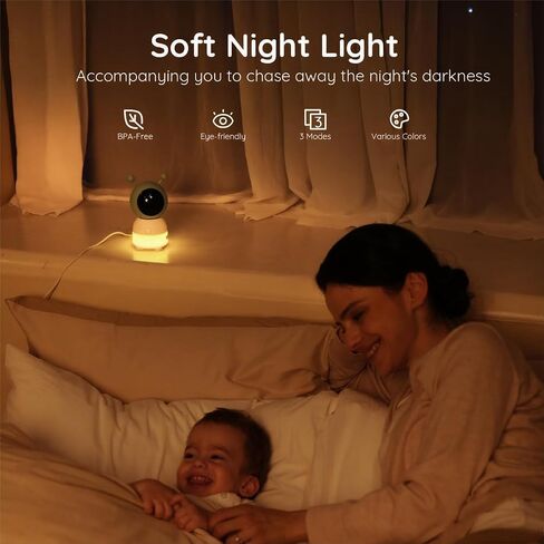 BOIFUN 2026 Upgraded 2K WiFi Baby Monitor with Camera and Audio, Smart Night Light, APP & 5" Split-Screen Control, Motion/Cries/Sound/Custom Alarm Zone Detect, Auto Tracking, Humidity Temp Detect in Kuwait
