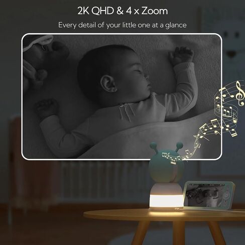 BOIFUN 2026 Upgraded 2K WiFi Baby Monitor with Camera and Audio, Smart Night Light, APP & 5" Split-Screen Control, Motion/Cries/Sound/Custom Alarm Zone Detect, Auto Tracking, Humidity Temp Detect in Kuwait