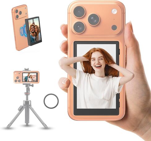 Selfie Monitor Screen Compatible with iPhone 17 and Below & Android, Magnetic Touchscreen Back 4K Camera Vlog Monitor, 2000mAh Battery, 3.5mm Jack, Selfie Screen for Vlog Live Stream TikTok YouTube in Kuwait
