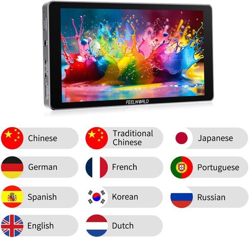 FEELWORLD P6XL 6 Inch Camera Monitor Built-in-Battery 1200nit High Brightness 4K, Touch Screen Support 3D LUT Waveform Help Creators Outdoor Accurate Focus and Expose in Kuwait