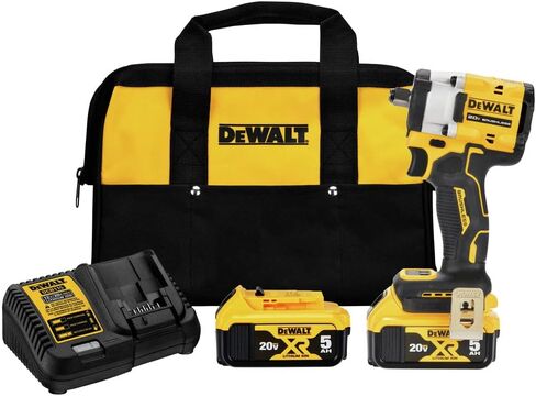 DEWALT DCF921P2 ATOMIC 20V MAX* 1/2 in. Cordless Impact Wrench with Hog Ring Anvil Kit | 300 Ft-Lbs Fastening/450 Ft-Lbs Breakaway, 4 Speeds, Kit: DCF921, DCB115, 2) DCB205 5ah in Kuwait