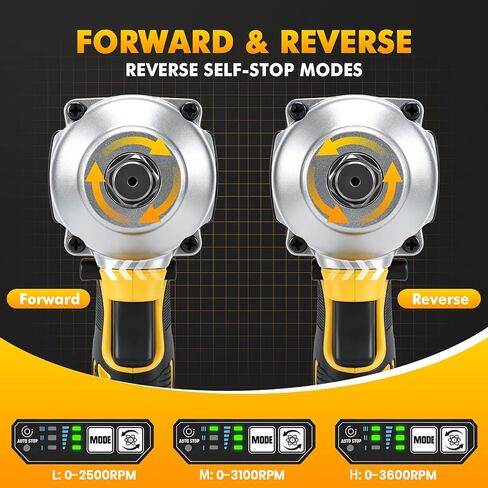 1/2-Inch Cordless Impact Wrench for DeWalt 20V MAX Battery, 1000N·m High Torque Electric Impact Gun, 3-Speed, LED Light, 3300 RPM, Bare Tool （DCF894B Replacement） in Kuwait