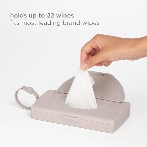 Ubbi On-The-Go Baby Wipes Dispenser, Portable Wipes Container for Travel, Diaper Bag Accessory Must Have for Newborns, Reusable Wipes Holder, Taupe (Pack of 2) in Kuwait