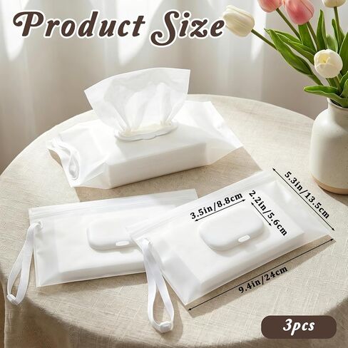 3 Pcs Baby Wipe Dispenser Refillable Wipe Holder Reusable Wet Wipes Case Container for Outdoor Travel Hiking Wallets Backpacks Strollers(Square Cover) in Kuwait