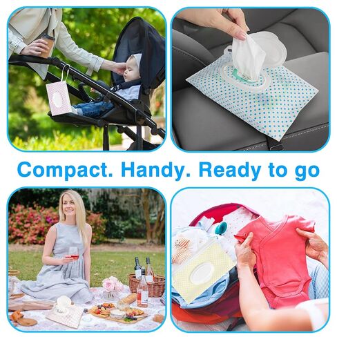 Wipes Container Compatible with Huggies,3 PCS Reusable Wipes Holder and Travel Wipes Case, Refillable Wipe Holder Case for Outdoor, Bathroom and More in Kuwait