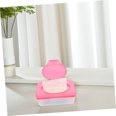 Baby Wipes Case Refillable Wipes Dispenser with Lid Portable Tissue Storage Container for 80 Wipes Moisture Retaining Wipe Holder for Home Travel Car Bathroom in Kuwait