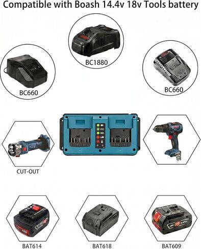 BC1880 BC660 Charger for Bosch Tools 14.4V-18V Lithium Battery BAT609G, BAT609,BAT619G, BAT619, BAT610G BAT614, BAT618, BAT618G, etc. in Kuwait
