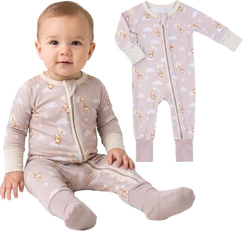 Baby Blues & Pink Viscose from Bamboo Baby Pajamas, 2-Way Convertible Bamboo Sleeper, Fold- Over Mittens & Foot Cuffs in Kuwait