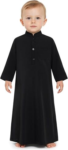 IWEMEK Toddler Baby Boy Muslim Thobe Prayer Robe Infant Kaftan Abaya Arabic Newborn Ramadan Outfit Dubai Islamic Clothing in Kuwait