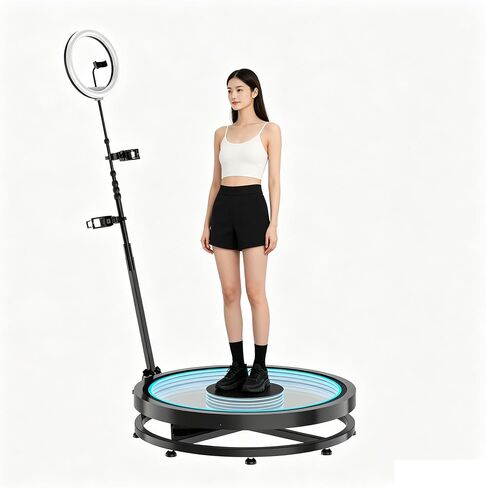 360 Photo Booth Machine Portable System with Flight Case, 31.6 Inch Turntable for 3-5 Persons, Remote Operation and Adjustable Lights in Kuwait