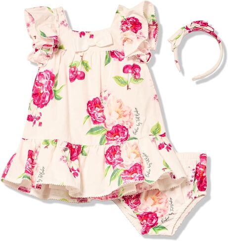 Ted Baker Baby Girls' 3-piece Flutter Sleeve Dress Set – Floral Tiered Dress with Bloomers and Matching Headband in Kuwait