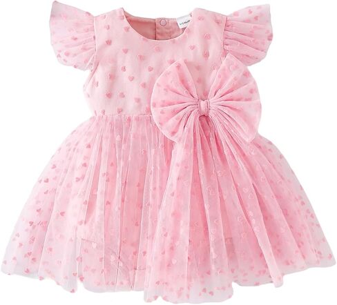 Baby Girls Heart Dress Tulle Bow Romper Dress Princess Party Birthday Outfit 0-24M in Kuwait