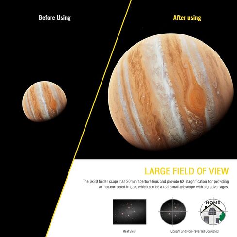 Alstar Finder Scope, 6x30 Correct-Image Optical Finderscope - Bundle with - 1.25" Telescope Eyepiece Parfocal Rings in Kuwait