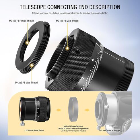 Alstar 1.25" High Precision Double Helical Focuser - Bundle with - Guide Scope Upgrated 70mm Finderscope in Kuwait