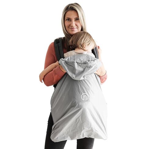 MiaMily Universal Baby Carrier Cover, Waterproof and Windproof with Hood, Fits All Baby Carriers, Summer Rain and Wind Protection (Grey) in Kuwait