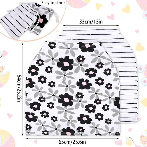 2 Pack Baby Car Seat Cover, 4-Way Stretch Fabric - Universal Fit for Infant Car Seats & Strollers, with Matching Storage Bags, Breathable Sun/Wind Shield for Baby Boys & Girls in Kuwait
