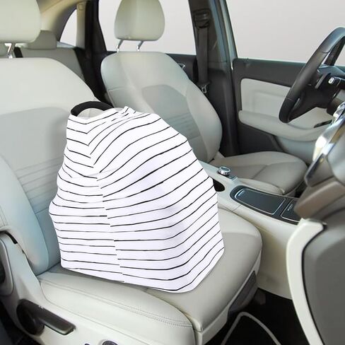 2 Pack Baby Car Seat Cover, 4-Way Stretch Fabric - Universal Fit for Infant Car Seats & Strollers, with Matching Storage Bags, Breathable Sun/Wind Shield for Baby Boys & Girls in Kuwait