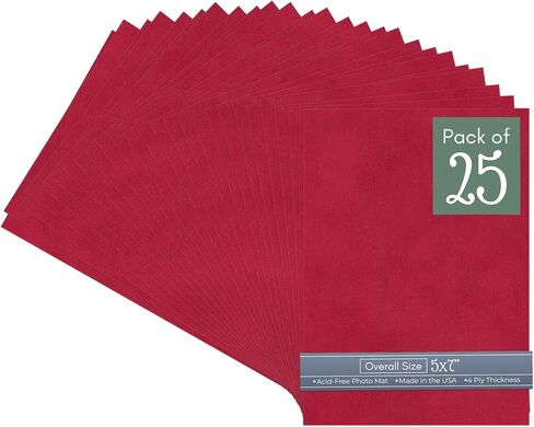 CountryArtHouse Blaze Suede Acid Free 5x7 Backing Board - Uncut Photo Mat Board - 25 Sheets in Kuwait