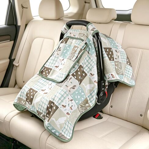 Mallard Duck Baby Car Seat Cover, HNHUAMING Infant Car Seat Covers for Baby Girl Boy, Minky Carseat Canopy with Peep Windows, Neutral in Kuwait