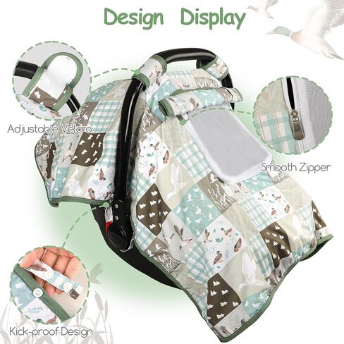Mallard Duck Baby Car Seat Cover, HNHUAMING Infant Car Seat Covers for Baby Girl Boy, Minky Carseat Canopy with Peep Windows, Neutral in Kuwait
