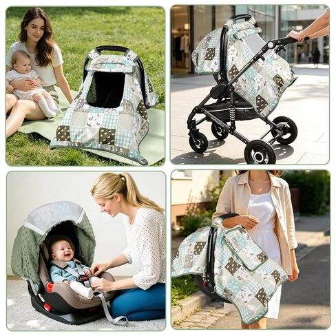 Mallard Duck Baby Car Seat Cover, HNHUAMING Infant Car Seat Covers for Baby Girl Boy, Minky Carseat Canopy with Peep Windows, Neutral in Kuwait
