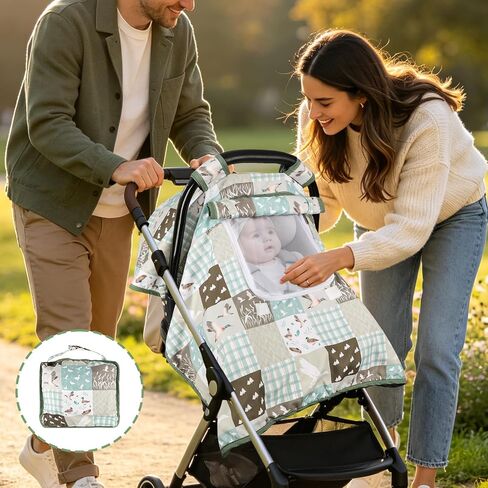 Mallard Duck Baby Car Seat Cover, HNHUAMING Infant Car Seat Covers for Baby Girl Boy, Minky Carseat Canopy with Peep Windows, Neutral in Kuwait
