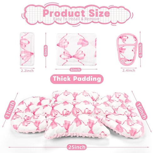 Car Seat Cover Baby & Infant Car Saet Insert, HNHUAMING Infant Car Seat Covers Canopy & Baby Car Seat Head Support, Newborn Carseat Covers & Carseat Cushion, Pink Bow in Kuwait