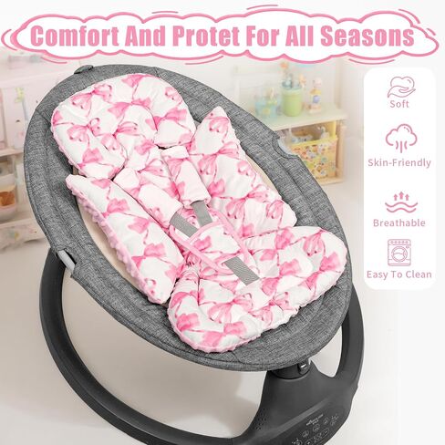 Car Seat Cover Baby & Infant Car Saet Insert, HNHUAMING Infant Car Seat Covers Canopy & Baby Car Seat Head Support, Newborn Carseat Covers & Carseat Cushion, Pink Bow in Kuwait