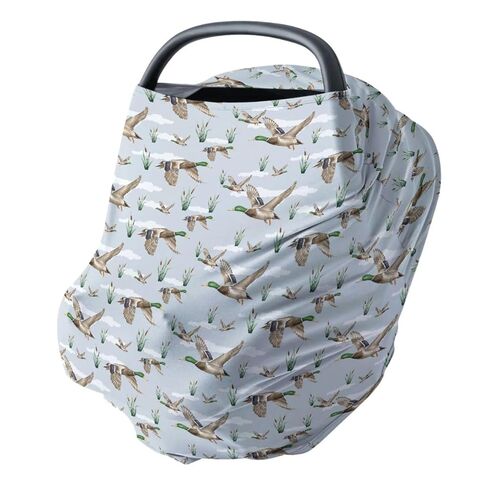HawSkgFub Mallard Duck Hunting 5-in-1 Car Seat Cover for Baby Boy Girl Gift, Blue Wild Animal Hunter Reed Privacy Breastfeeding Nursing Cover, Newborn Infant Multi-use Carseat Canopy Carrier in Kuwait