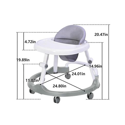 Foldable Baby Walker for Infants 6 Months+, Baby Activity Walker with Entertainer Tray, Lightweight Compact Space-Saving Design,Supports up to 26 lbs, Grey in Kuwait