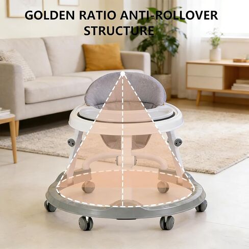 Foldable Baby Walker for Infants 6 Months+, Baby Activity Walker with Entertainer Tray, Lightweight Compact Space-Saving Design,Supports up to 26 lbs, Grey in Kuwait