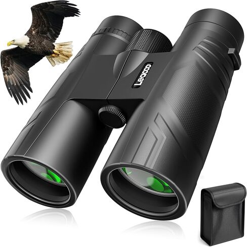 Leacco 10x25 Compact Binoculars for Adults and Kids Large View Waterproof Small Binoculars with Low Light Vision BAK4 Prism FMC Lens for Cruise Ship Bird Watching Travel Hunting, Black in Kuwait