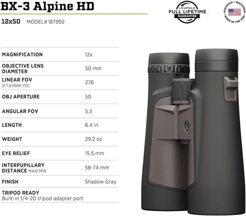 Leupold BX-3 Alpine HD Binoculars, 12x50mm (187992) in Kuwait
