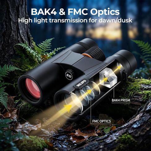 Welspo 10x42 ED Binoculars for Adults | Stable Phone Adapter included, Waterproof, Fogproof, for Bird Watching, Hunting, Hiking and Football Games in Kuwait