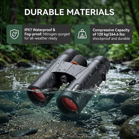 Welspo 10x42 ED Binoculars for Adults | Stable Phone Adapter included, Waterproof, Fogproof, for Bird Watching, Hunting, Hiking and Football Games in Kuwait