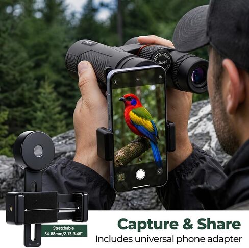 Welspo 10x42 ED Binoculars for Adults | Stable Phone Adapter included, Waterproof, Fogproof, for Bird Watching, Hunting, Hiking and Football Games in Kuwait
