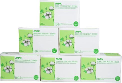 MPK-100% Cotton Baby Dry Wipes, Baby care，Unscented and Hypoallergenic, 120pcs/pack, 720pcs/6pack Odorless Disposable Facial Tissues，Baby Necessities for Diaper Changes, Meals,Wet and Dry Use in Kuwait