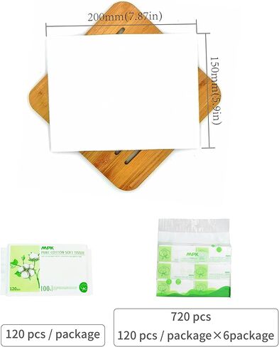 MPK-100% Cotton Baby Dry Wipes, Baby care，Unscented and Hypoallergenic, 120pcs/pack, 720pcs/6pack Odorless Disposable Facial Tissues，Baby Necessities for Diaper Changes, Meals,Wet and Dry Use in Kuwait
