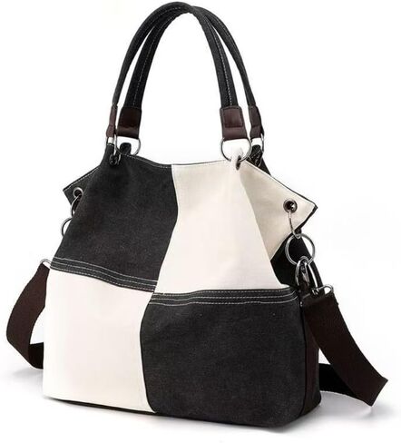 Color-block Handbag Large Capacity Shoulder Crossbody Bag Versatile All-match Retro Canvas Shoulder Handbag in Kuwait