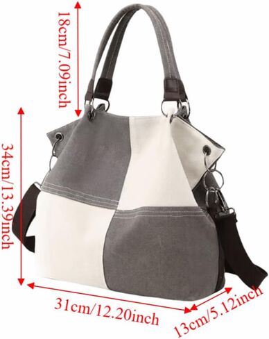 Color-block Handbag Large Capacity Shoulder Crossbody Bag Versatile All-match Retro Canvas Shoulder Handbag in Kuwait