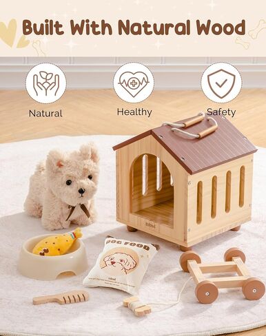 ROBUD Baby Push Walker, Dog Pull Toy for Toddlers 2+ Years, Baby Pull Toy with Wheels for Role Play & First Steps, Developmental Walking Aid Gift for Boys Girls (Birthday/Indoor Play) in Kuwait