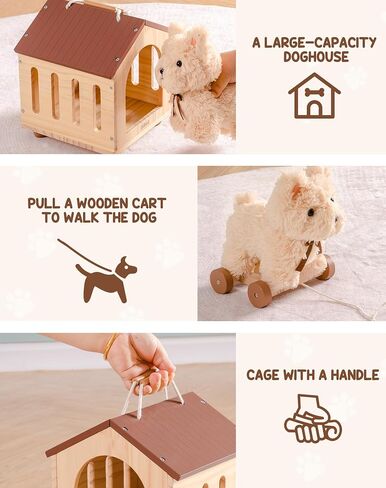 ROBUD Baby Push Walker, Dog Pull Toy for Toddlers 2+ Years, Baby Pull Toy with Wheels for Role Play & First Steps, Developmental Walking Aid Gift for Boys Girls (Birthday/Indoor Play) in Kuwait