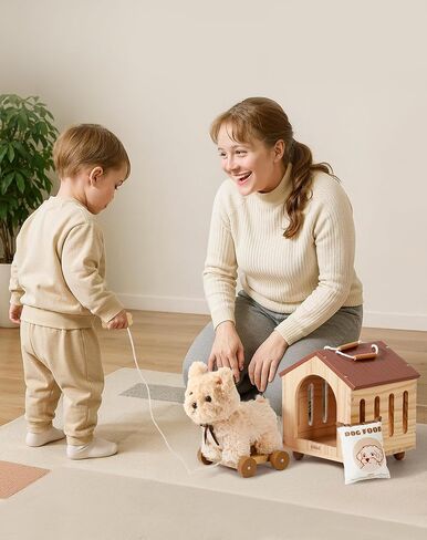 ROBUD Baby Push Walker, Dog Pull Toy for Toddlers 2+ Years, Baby Pull Toy with Wheels for Role Play & First Steps, Developmental Walking Aid Gift for Boys Girls (Birthday/Indoor Play) in Kuwait