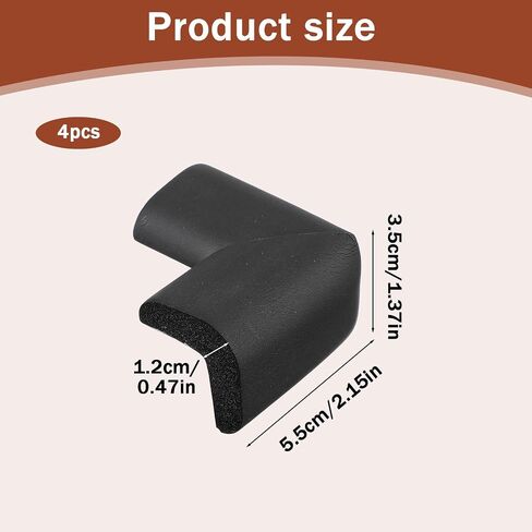 4Pcs Bed Frame Corner Protector, Soft Foam Rubber Guards Bumpers Safe Impact Absorption Edge Desk Furniture Safety Cover Bumpers for Bed Frame Table Cabinet Furniture Corner, Black in Kuwait