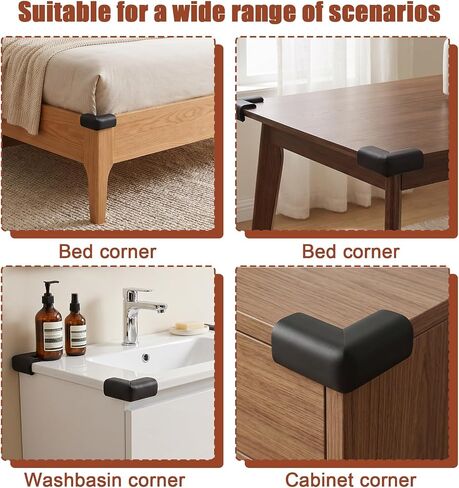 4Pcs Bed Frame Corner Protector, Soft Foam Rubber Guards Bumpers Safe Impact Absorption Edge Desk Furniture Safety Cover Bumpers for Bed Frame Table Cabinet Furniture Corner, Black in Kuwait