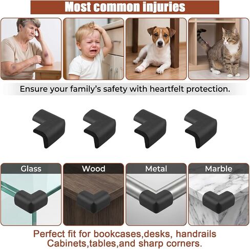 4Pcs Bed Frame Corner Protector, Soft Foam Rubber Guards Bumpers Safe Impact Absorption Edge Desk Furniture Safety Cover Bumpers for Bed Frame Table Cabinet Furniture Corner, Black in Kuwait