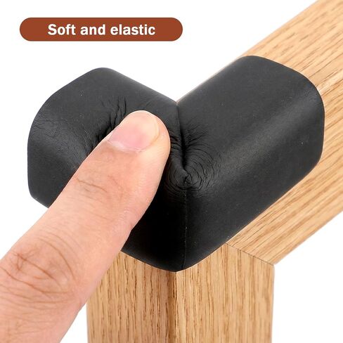 4Pcs Bed Frame Corner Protector, Soft Foam Rubber Guards Bumpers Safe Impact Absorption Edge Desk Furniture Safety Cover Bumpers for Bed Frame Table Cabinet Furniture Corner, Black in Kuwait