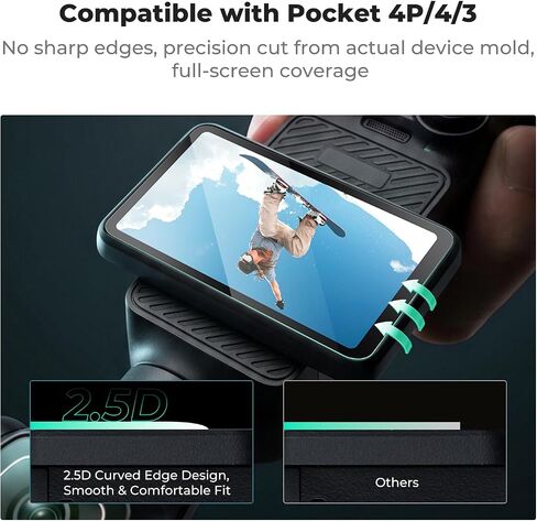 K&F CONCEPT AR Screen Protector Compatible with DJI Osmo Pocket 4&3, Pocket 4&3 Accessories Tempered Glass Screen Protector, 9H Hardness with Dust-Free Alignment Kit, Anti-Glare Anti-Fingerprint Anti-Scratch, Bubble-Free Installation in Kuwait