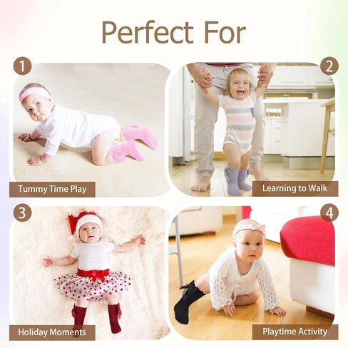 6 Pairs Baby Knee High Socks Girl Cotton Ruffle Stockings With Bow Long Non Slip Dress Sock For Newborn Infant in Kuwait